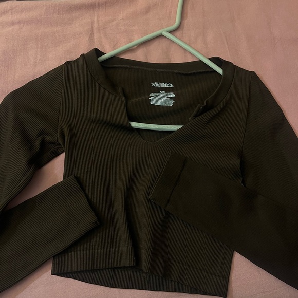 Wild Fable Brown Ribbed Crop Top - Picture 3 of 5